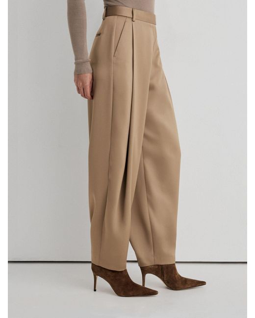 ATELIER Natural Satin Barrel Leg Trousers