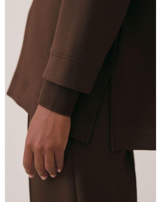Reiss Brown Bernie - Chocolate Relaxed Open-collar Jumper, M