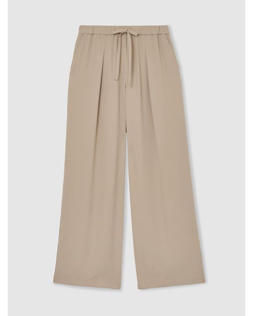 Reiss Natural Neutral Aimee Petite Drawstring Wide-Leg Trousers