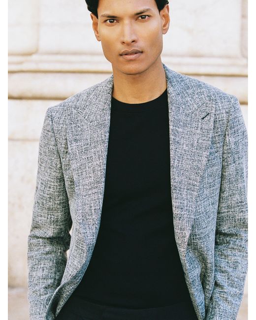 Reiss Gray Single-Breasted Textured Mélange Blazer Tailored-Fit for men