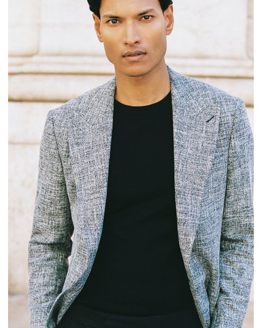 Reiss Gray Single-Breasted Textured Mélange Blazer Tailored-Fit for men