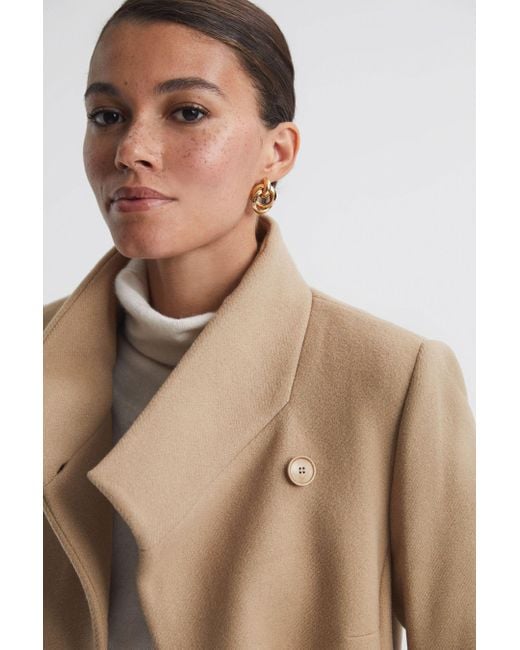 Reiss Natural Mia - Camel Wool Blend Mid-length Coat