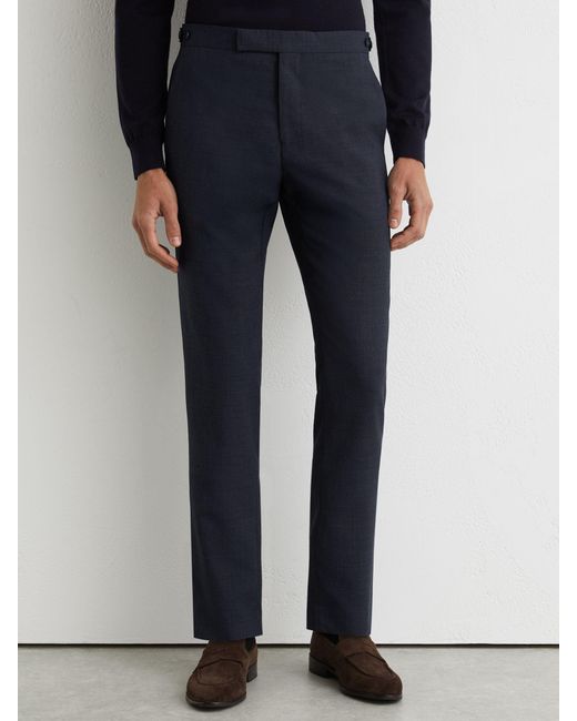 Reiss Fibre - Airforce Blue Tailored Fit Virgin Wool Textured Tailored-fit Trousers, 32w X 31l (uk 32 R) for men