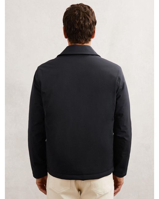 Reiss Black Lightly-Padded Patch-Pocket Overshirt for men