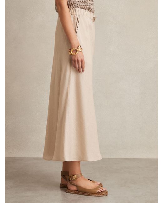 Reiss Natural Slip Midi Skirt