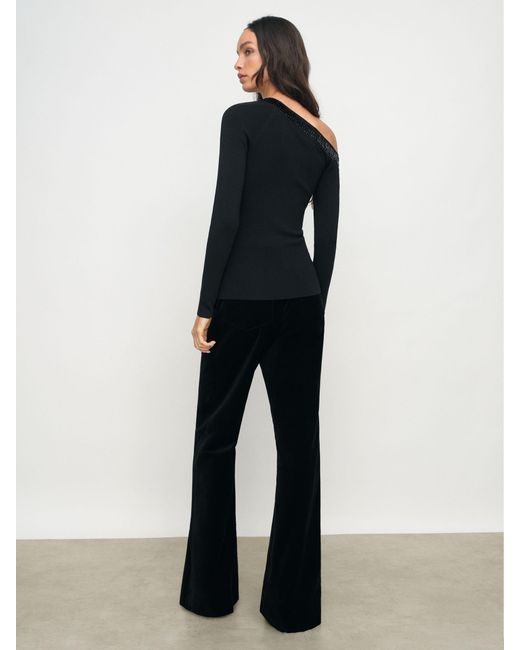 Reiss Black Bead-Detail Off-Shoulder Knit Top