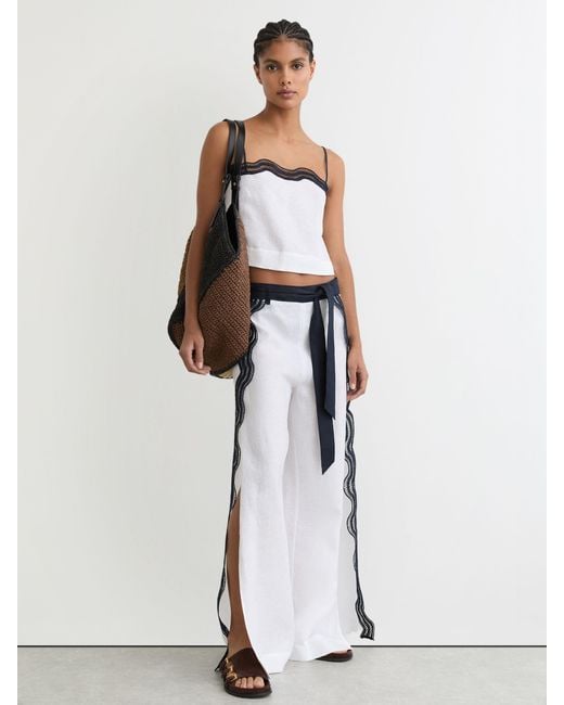 Reiss White Side Scallop Trousers