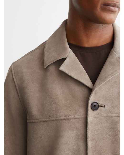 Reiss Natural Suede Heavyweight Overshirt for men