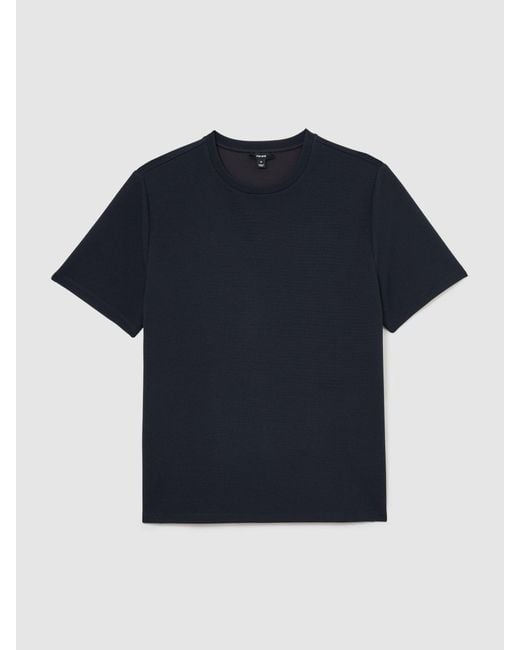 Reiss Blue Textured Modern-Fit Crew-Neck T-Shirt for men