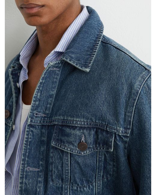 Reiss Place - Indigo Blue Wash Denim Trucker Jacket, L for men