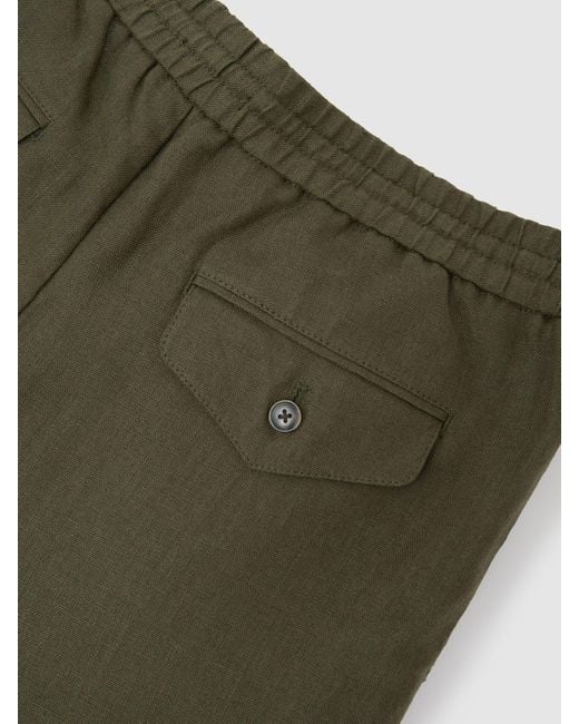 Reiss Barges - Ivy Green Linen Relaxed-fit Drawstring Trousers, 32 for men