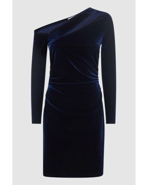 Reiss Camilla Navy Velvet Offtheshoulder Mini Dress in Blue Lyst UK