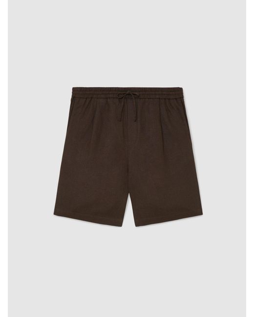 Reiss Multicolor Short - Chocolate Brown Barges Linen Drawstring Shorts, 32 for men