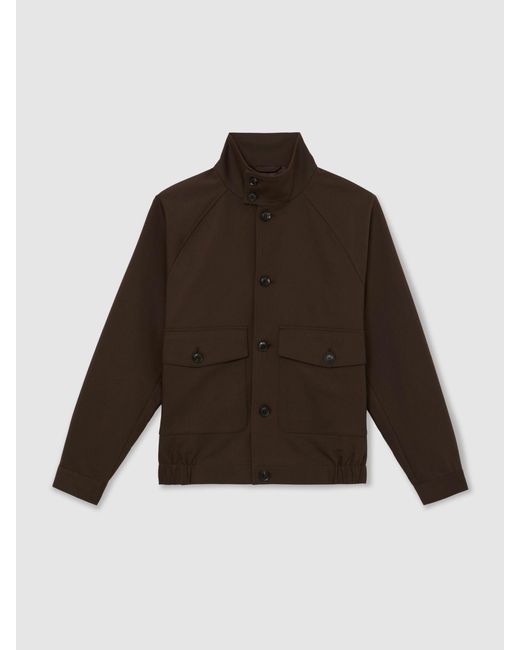 Reiss Black Romano - Taupe Brown Cotton-blend Harrington Jacket, L for men