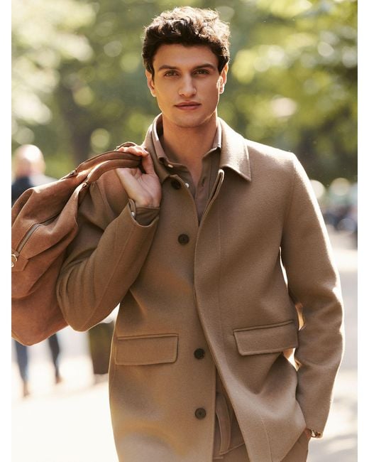 Reiss Green Wool Blend Double Face Button Jacket for men