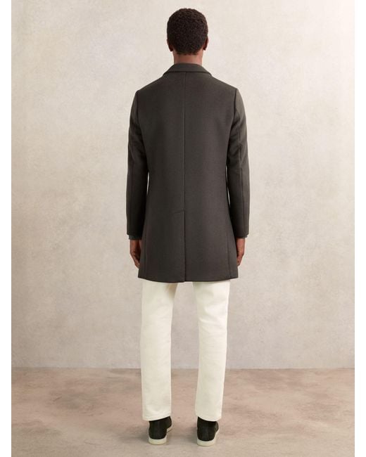 Reiss Brown Wool-Blend Single-Breasted Overcoat for men