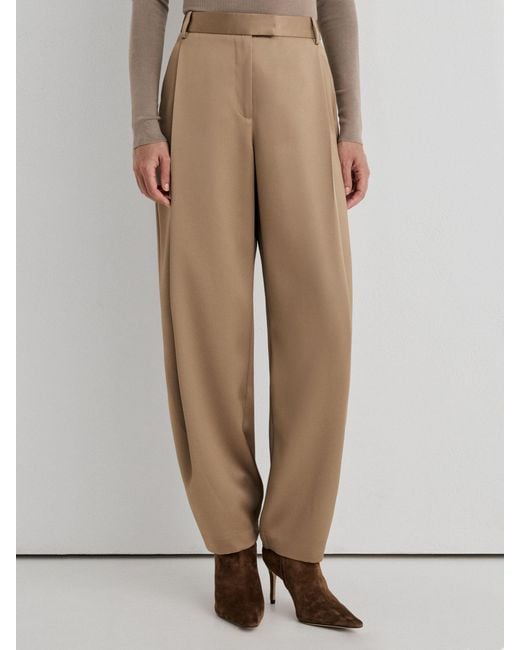 ATELIER Natural Satin Barrel Leg Trousers