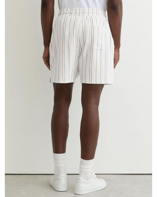 Reiss White Textured Stripe Drawstring Shorts for men