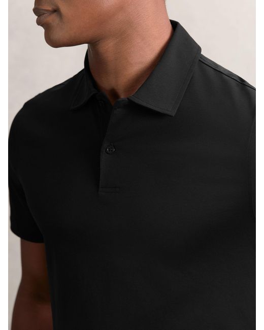 Reiss Black Air-Water Cotton Polo Shirt for men