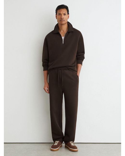 Reiss Black Cotton Heavyweight Straight-Leg Joggers for men