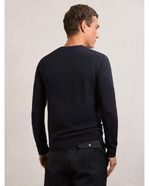 Reiss Blue Wessex - Navy Merino Wool Crew-neck Jumper, Xxl for men