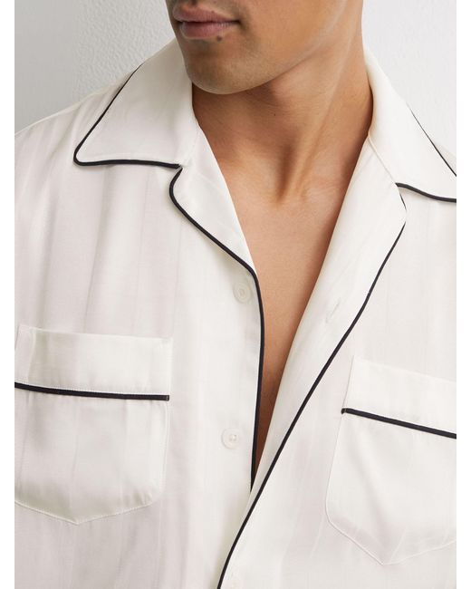 Reiss Natural Jacquard-Stripe Piped Shirt for men