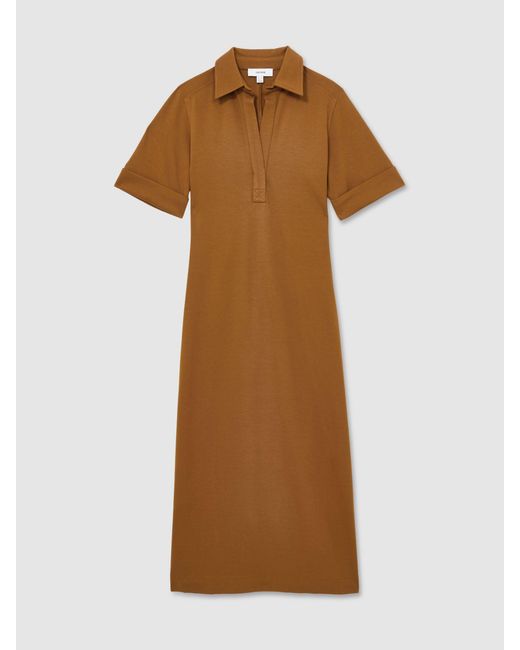 Reiss Natural Open-Collar Bodycon Dress