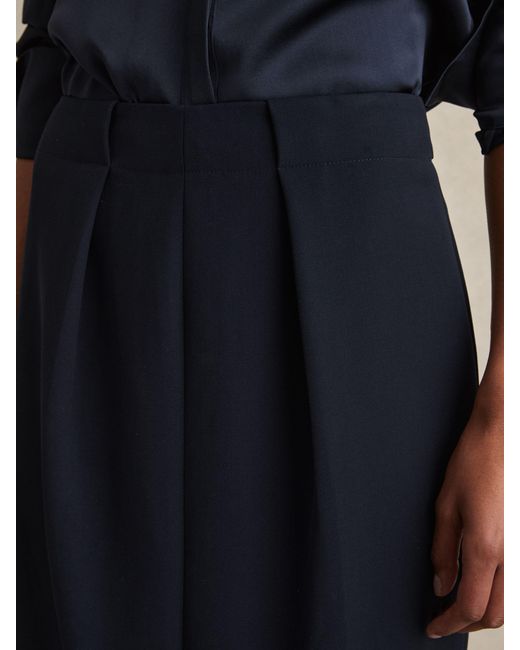 Reiss Blue Gabi - Navy Tailored Midi Suit Skirt, Us 12