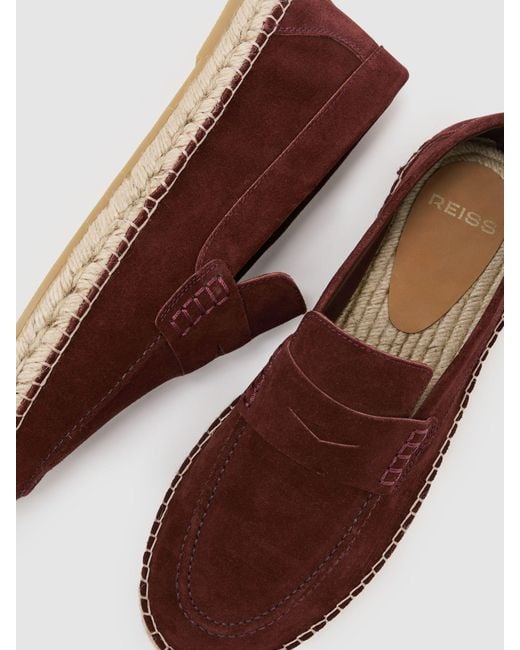 Reiss Red Suede Penny Loafer Espadrilles for men