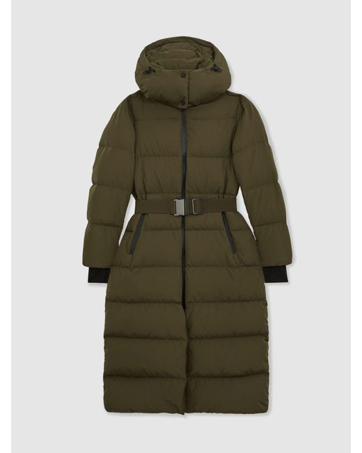 Reiss Natural Petite Belted Longline Hooded Puffer Coat