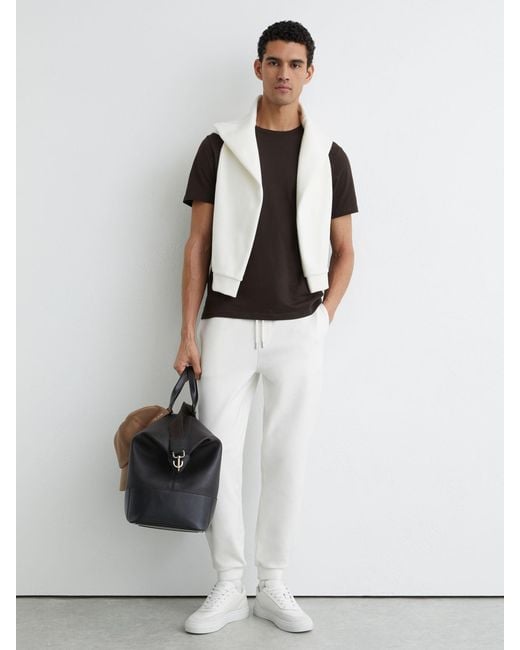 Reiss Remo - White Cotton-blend Brushed Ribbed Joggers, Xl for men