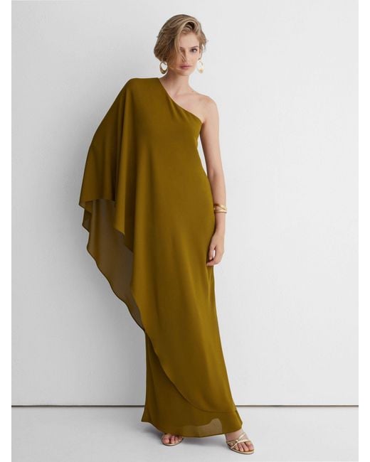 ATELIER Green One Shoulder Maxi Dress