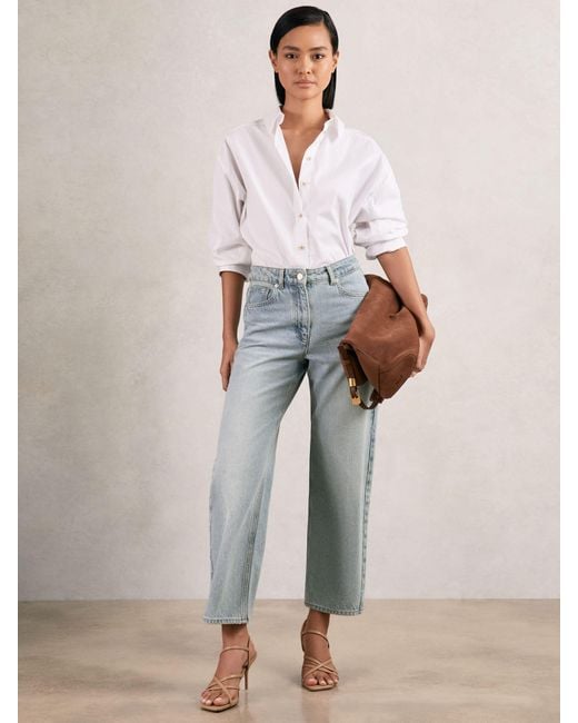 Reiss Blue Mid-Rise Straight-Leg Jeans