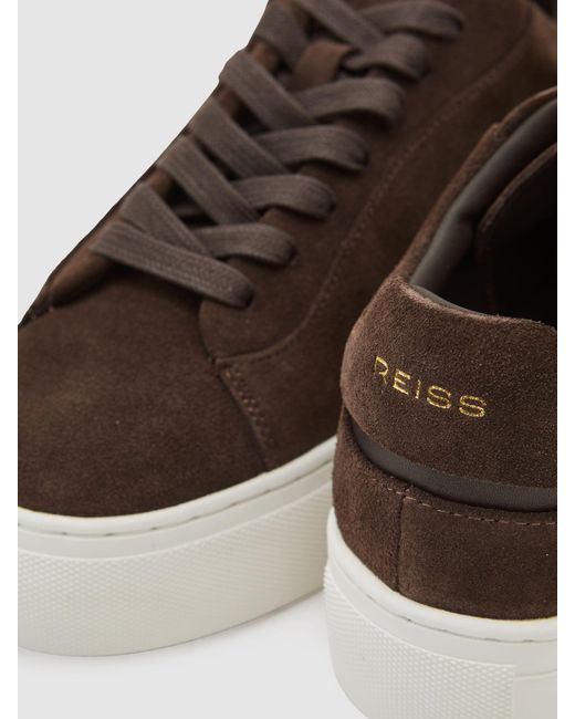 Reiss Brown Leather Low-Top Trainers
