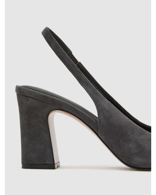 Reiss Gray Leather Slingback Court Shoes
