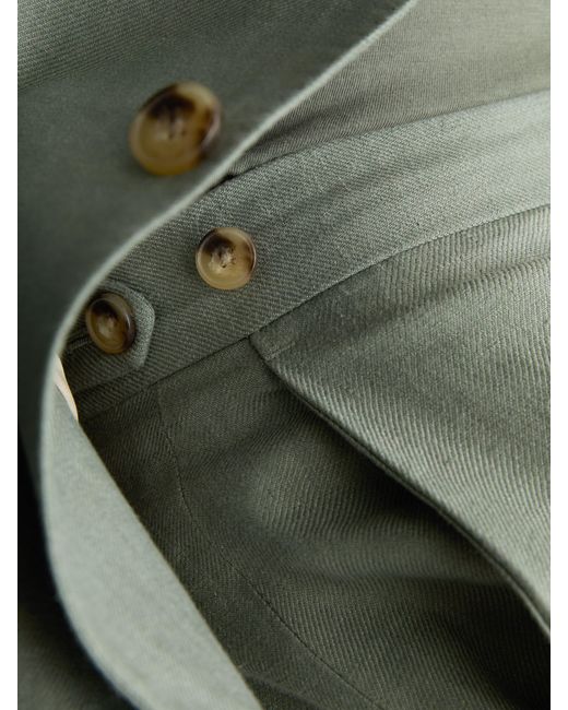 Reiss Green Tailored Fit Linen-Twill Classic-Fit Suit Trousers for men