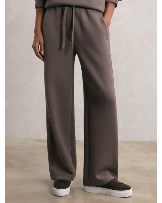 Reiss Multicolor Laney - Taupe Brown Petite Wide-leg Interlock Drawstring Joggers, Xs