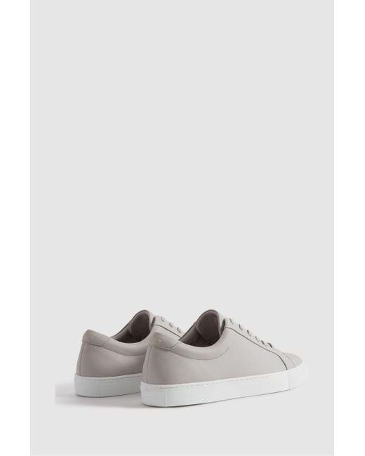 Reiss Gray Luca - Light Grey Grained Leather Trainers for men