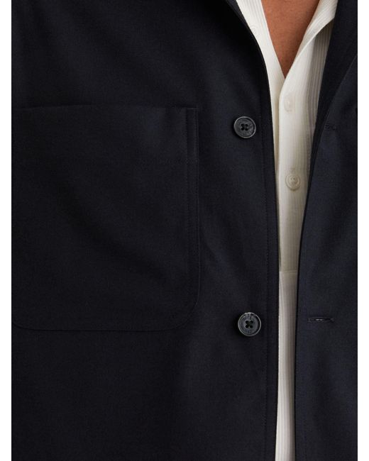 Reiss Blue Penge - Navy Brushed Twin-pocket Overshirt With Wool, L for men