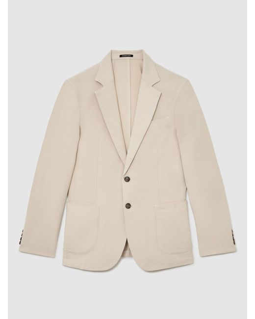 Reiss Natural Garment-Dyed Piqué Single-Breasted Suit Blazer Tailored-Fit for men