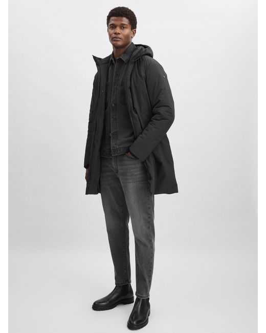 Scandinavian Edition Black Hooded Padded Parka for men