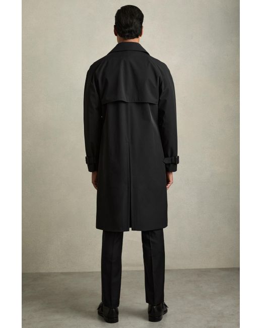 Reiss Scramble - Black Double Breasted Long Trench Coat, S for Men | Lyst