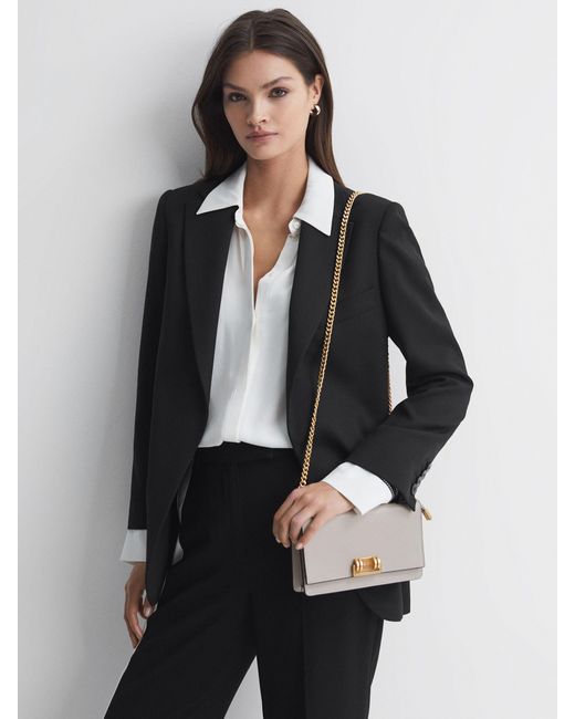 Reiss Natural Leather Chain Crossbody Bag