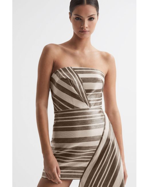 Acler Metallic Striped Strapless Mini Dress