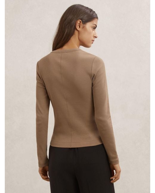 Reiss Natural Rina Stretch-Cotton Half-Button Top
