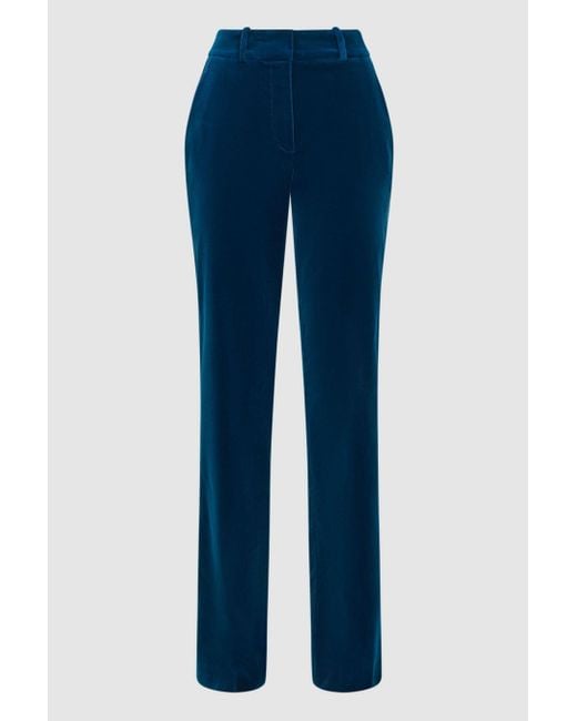 Reiss Ivy - Blue Velvet Flared Suit Trousers