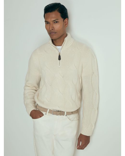 Reiss Natural Broughton - White Atelier Cabled-cashmere Jumper, M for men