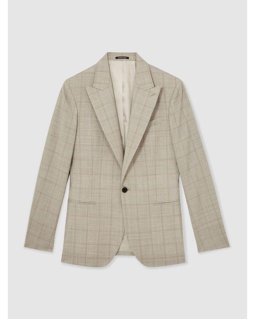 Reiss Multicolor Wool Single-Breasted Check Suit Blazer Classic-Fit for men