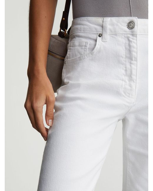 Reiss Green Selin - White Petite Mid Rise Straight Leg Jeans