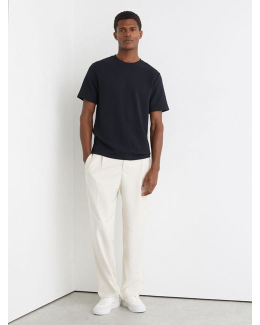 Reiss Black Jack - Navy Textured Crew-neck Modern-fit T-shirt, S for men